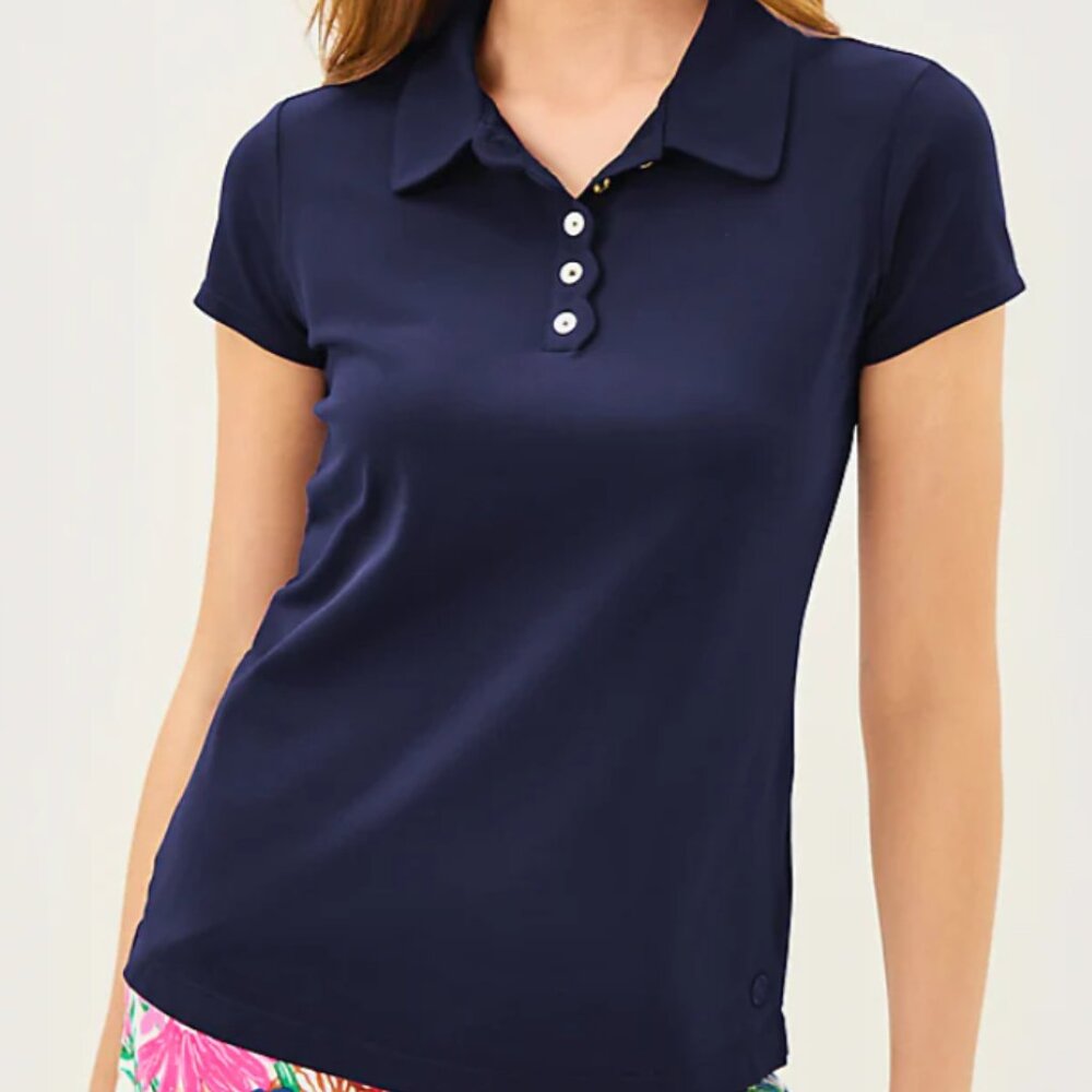 Lilly Pulitzer Scallop polo top - true navy